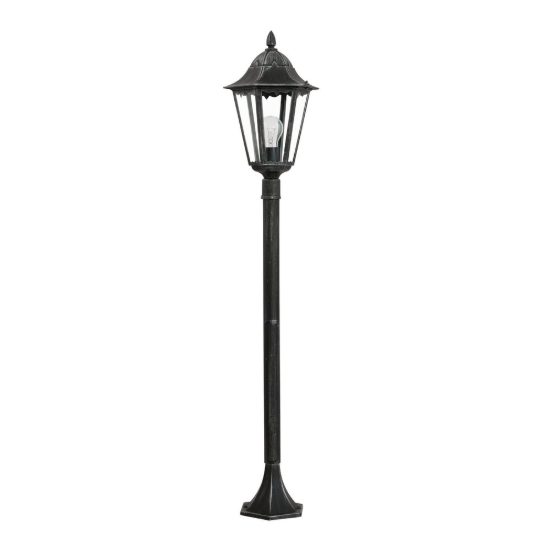 Eglo navedo lampione da giardino 120cm ip44 classico a lanterna nero e argento patinato