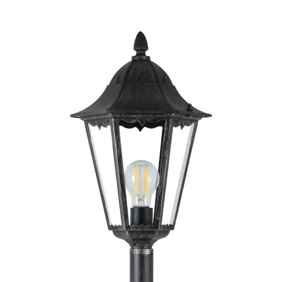 Eglo navedo lampione da giardino 120cm ip44 classico a lanterna nero e argento patinato