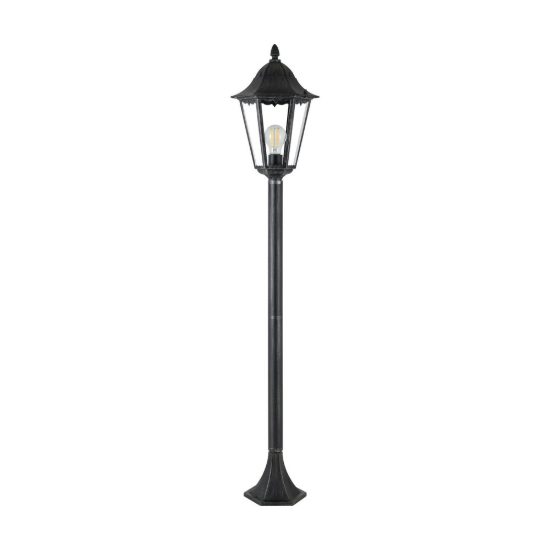 Eglo navedo lampione da giardino 120cm ip44 classico a lanterna nero e argento patinato