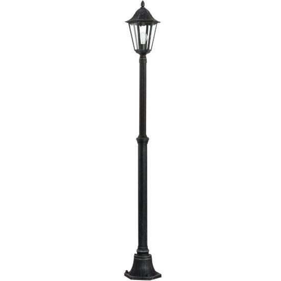 Eglo navedo lampione da giardino 200cm ip44 classico a lanterna nero e argento patinato