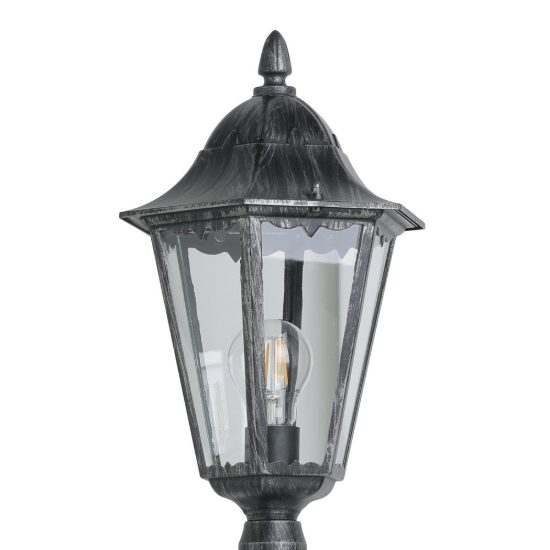 Eglo navedo lampione da giardino 200cm ip44 classico a lanterna nero e argento patinato