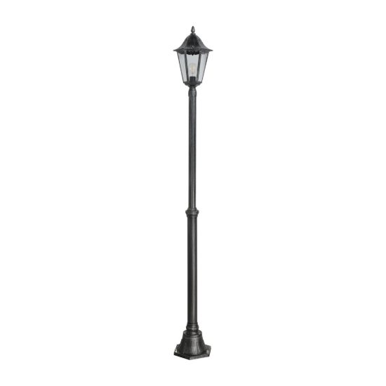 Eglo navedo lampione da giardino 200cm ip44 classico a lanterna nero e argento patinato