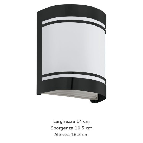 Eglo cerno applique da esterno 14cm ip44 moderna rettangolare nera