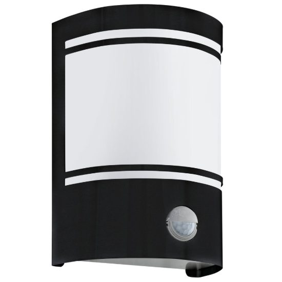 Eglo cerno applique da esterno 14cm ip44 moderna rettangolare nera con sensore di movimento