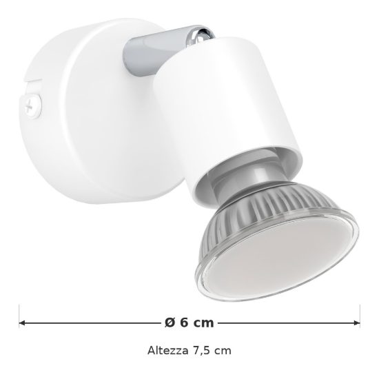 Eglo stecci e applique con faretto gu10 orientabile 6cm moderna bianca