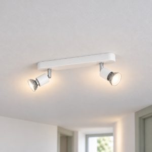 Eglo stecci e plafoniera con 2 faretti gu10 orientabili 30cm moderna bianca