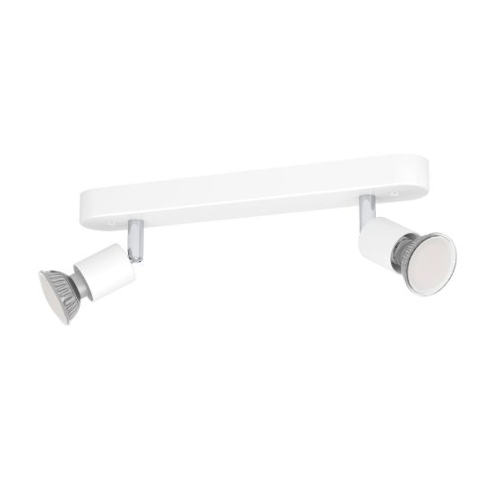 Eglo stecci e plafoniera con 2 faretti gu10 orientabili 30cm moderna bianca