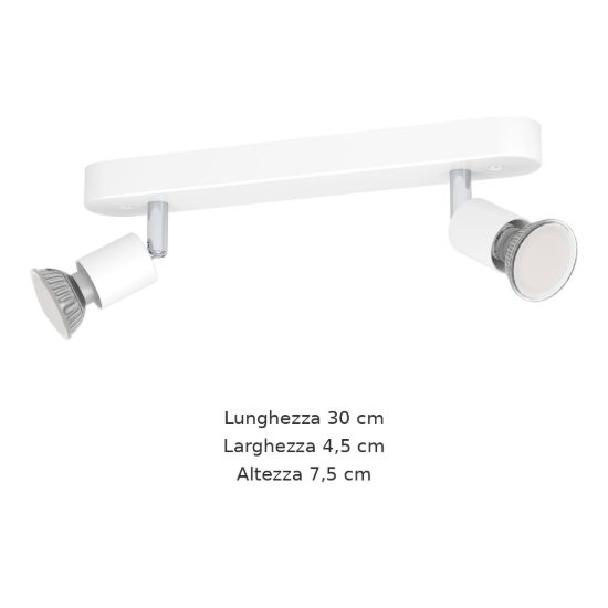 Eglo stecci e plafoniera con 2 faretti gu10 orientabili 30cm moderna bianca