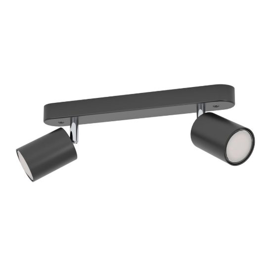 Eglo reciso e plafoniera con 2 faretti gu10 orientabili 30cm moderna nera