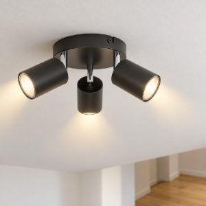 Eglo reciso e plafoniera con 3 faretti gu10 orientabili 14cm moderna nera