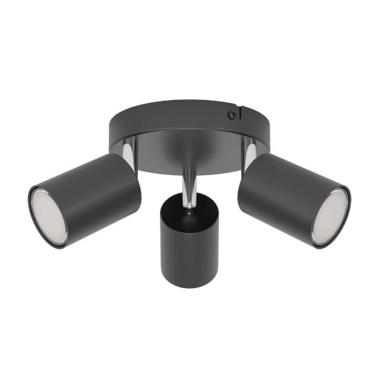 Eglo reciso e plafoniera con 3 faretti gu10 orientabili 14cm moderna nera