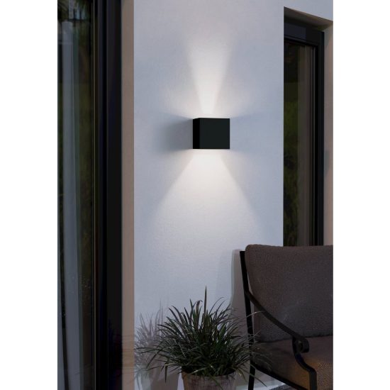 Eglo barcarola e applique da esterno led 4,5w 4000k 10,5cm ip44 moderna quadrata nera