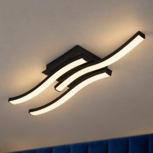 Eglo cabezas e plafoniera led 14,1w 3000k 43,5cm moderna lineare ondulata nera