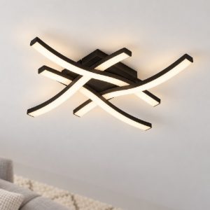 Eglo cabezas e plafoniera led 18,8w 3000k 40cm per soggiorno moderna a croce ondulata nera