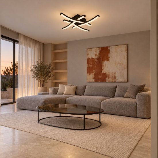 Eglo cabezas e plafoniera led 18,8w 3000k 40cm per soggiorno moderna a croce ondulata nera