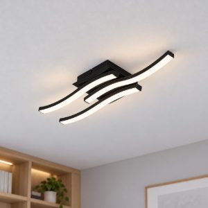 Eglo cabezas e plafoniera led 14,1w 4000k 43,5cm per ufficio moderna lineare ondulata nera