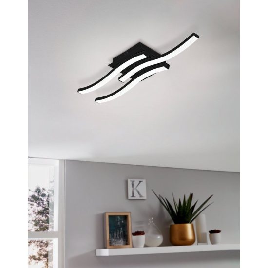 Eglo cabezas e plafoniera led 14,1w 4000k 43,5cm per ufficio moderna lineare ondulata nera