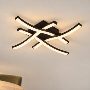 Eglo cabezas e plafoniera led 20w 4000k 40cm per sala da pranzo moderna a croce ondulata nera