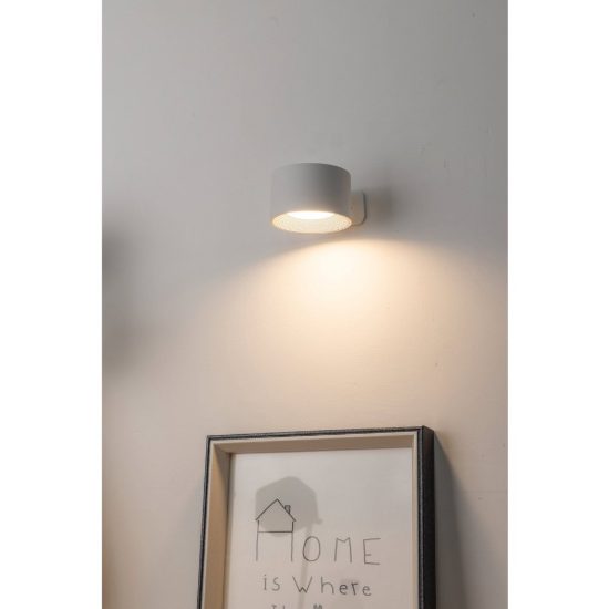Eglo muraglie applique con faretto led 5w cct 2700k 6500k orientabile 7,5cm ricaricabile moderna rotonda bianca