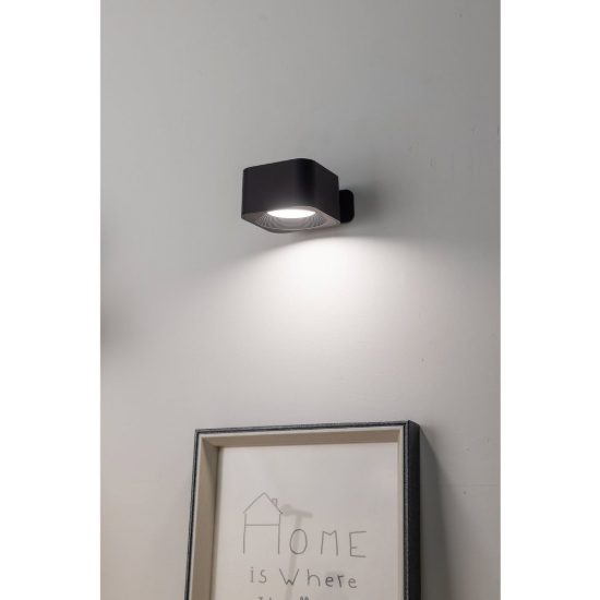 Eglo muraglie applique con faretto led 5w cct 2700k 6500k orientabile 7,5cm ricaricabile moderna quadrata nera
