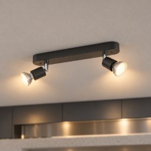 Eglo stecci e plafoniera con 2 faretti gu10 orientabili 30cm moderna nera