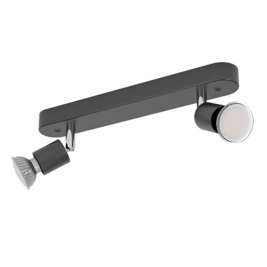 Eglo stecci e plafoniera con 2 faretti gu10 orientabili 30cm moderna nera