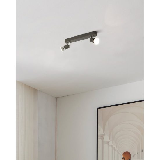 Eglo stecci e plafoniera con 2 faretti gu10 orientabili 30cm moderna nera