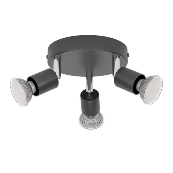 Eglo stecci e plafoniera con 3 faretti gu10 orientabili 14cm moderna nera