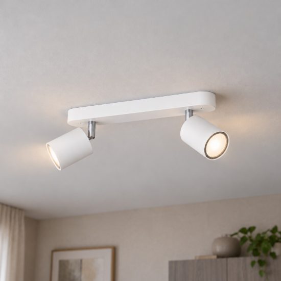 Eglo reciso e plafoniera con 2 faretti gu10 orientabili 30cm moderna bianca