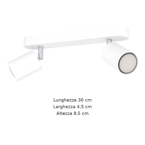 Eglo reciso e plafoniera con 2 faretti gu10 orientabili 30cm moderna bianca