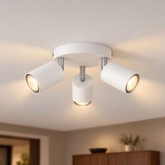 Eglo reciso e plafoniera con 3 faretti gu10 orientabili 14cm moderna bianca