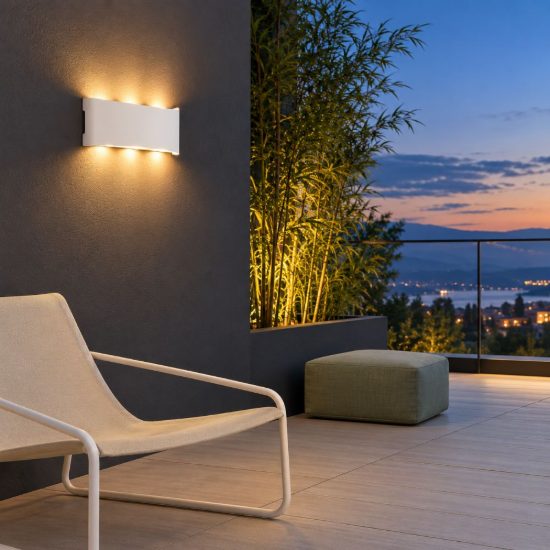 Eglo cosolenzo e applique da esterno led 8w 3000k 22cm ip44 moderna rettangolare biemissione bianca