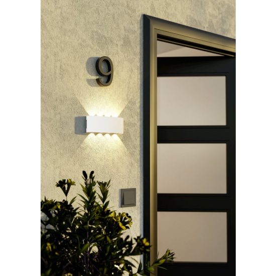Eglo cosolenzo e applique da esterno led 8w 3000k 22cm ip44 moderna rettangolare biemissione bianca
