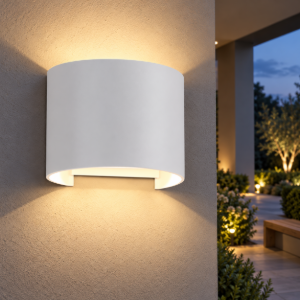 Applique da esterno led 12w 2700k ip54 dimmerabile 14cm moderna bianca