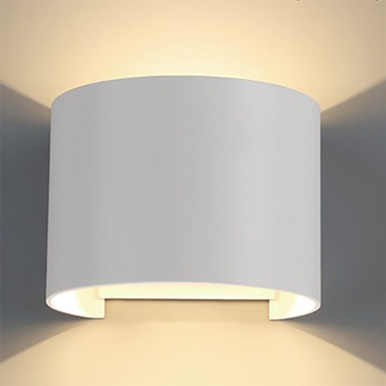 Applique da esterno led 12w 2700k ip54 dimmerabile 14cm moderna bianca
