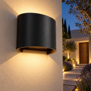 Applique da esterno moderna nera led 12w 2700k ip54 dimmerabile 14cm