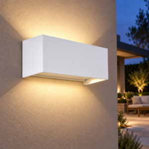 Applique da esterno led 24w 2700k ip54 dimmerabile 20cm moderna bianca