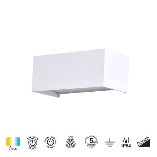 Applique da esterno led 24w 2700k ip54 dimmerabile 20cm moderna bianca