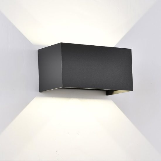 Applique da esterno rettangolare nera led 24w 2700k ip54 doppio fascio