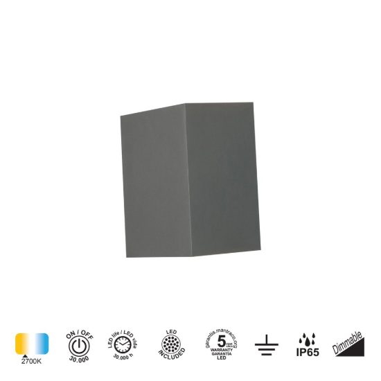 Applique da esterno led 2700k ip65 dimmerabile grigio antracite