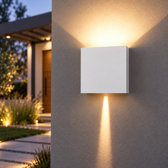 Applique da esterno led 20w 2700k ip65 dimmerabile 15cm moderna bianca