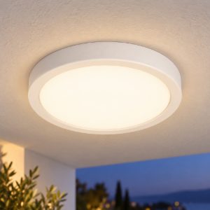 Eglo argolis 2 plafoniera da esterno led 20,5w 3000k 28,5cm ip44 moderna rotonda bianca