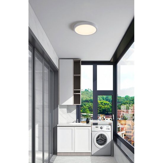 Eglo argolis 2 plafoniera da esterno led 20,5w 3000k 28,5cm ip44 moderna rotonda bianca