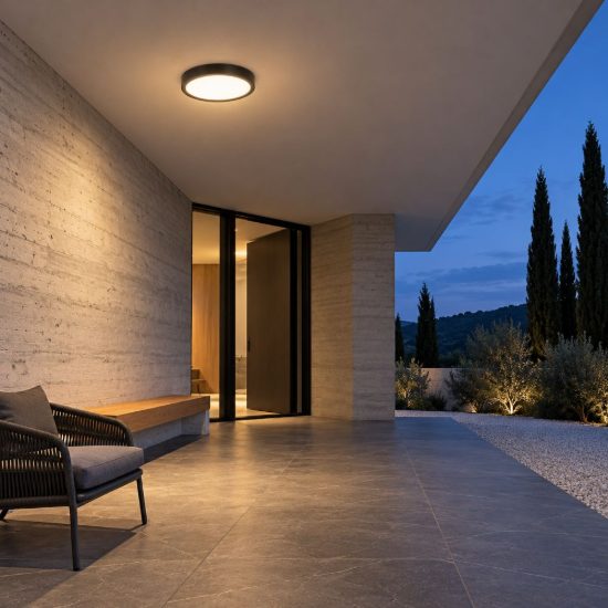 Eglo argolis 2 plafoniera da esterno led 20,5w 3000k 28,5cm ip44 moderna rotonda nera