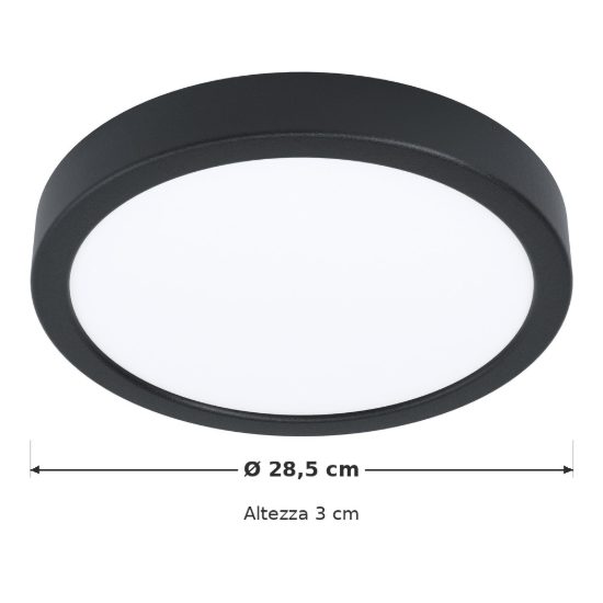 Eglo argolis 2 plafoniera da esterno led 20,5w 3000k 28,5cm ip44 moderna rotonda nera