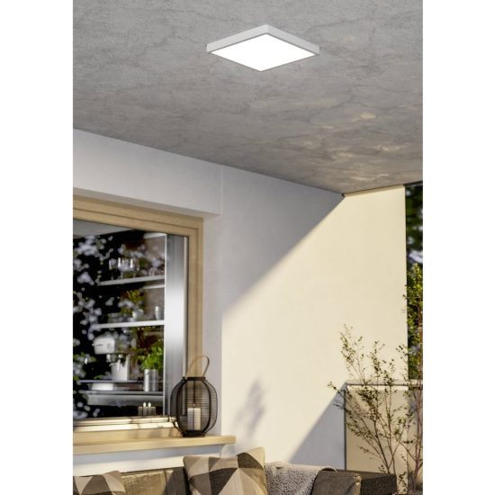 Eglo argolis 2 plafoniera da esterno led 20,5w 3000k 28,5cm ip44 moderna quadrata bianca
