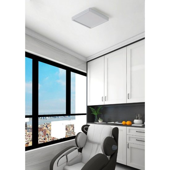 Eglo argolis 2 plafoniera da esterno led 20,5w 3000k 28,5cm ip44 moderna quadrata bianca
