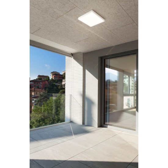 Eglo argolis 2 plafoniera da esterno led 20,5w 3000k 28,5cm ip44 moderna quadrata bianca