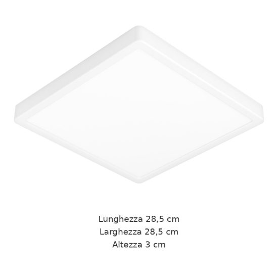 Eglo argolis 2 plafoniera da esterno led 20,5w 3000k 28,5cm ip44 moderna quadrata bianca