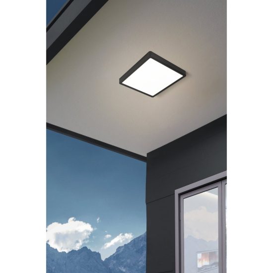Eglo argolis 2 plafoniera da esterno led 20,5w 3000k 28,5cm ip44 moderna quadrata nera